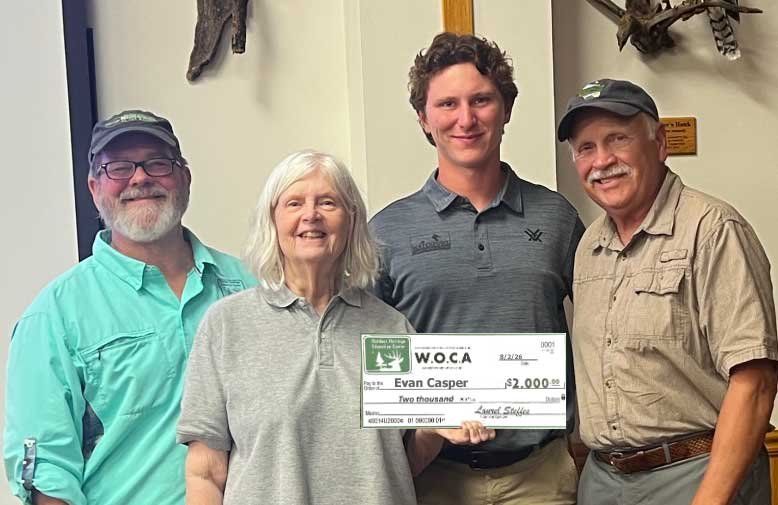 Mark LaBarbera for OHEC; Laurel Steffes, WOCA Scholarship Committee; Evan Casper, UW-Steven’s Point Scholarship Recipient; Art Barlow, WOCA Scholarship Committee